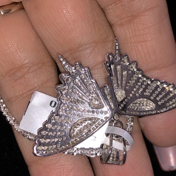 REAL DIAMOND Butterfly pendant 1.75ct not CZ Charm - Picture 4 of 5
